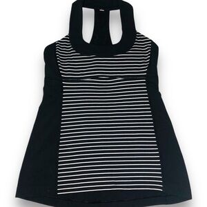Black and White Striped Halter Top